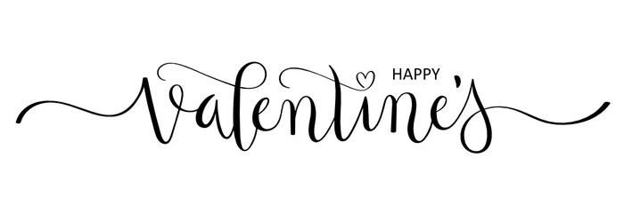 HAPPY VALENTINE’S hand lettering banner with heart