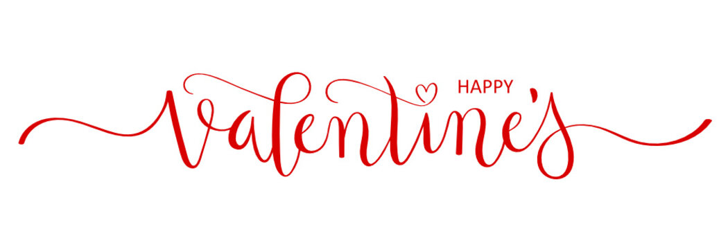 HAPPY VALENTINE’S hand lettering banner with heart