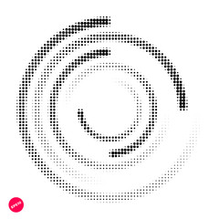 Halftone dots graphic elements, incomplete circle, vector illustration