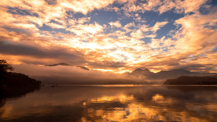 Sunrise over lake at Sun Moon Lake 3