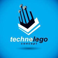Vector abstract computer circuit board, technology element with connections. Electronics theme web design. Technology innovation logo.