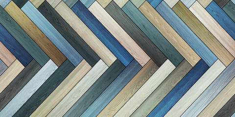 Seamless wood parquet texture horizontal herringbone pale blue