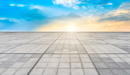 Empty Plaza Bricks and Sky Cloud Landscape..