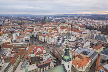 Fototapeta na wymiar Historical center of Brno in Czech Republic. Aerial view