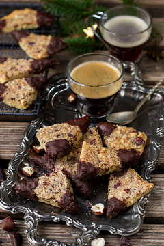 Christmas cookies with hazelnuts and chocolate bredele or bredala