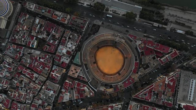 Plaza de toros in Sevilla aus der Luft