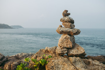 Zen stones on beach