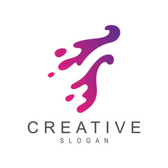 letter f water splash vector logo design