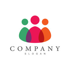 people hub logo, community logo template, colorful people group logo