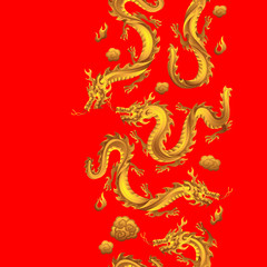 Seamless pattern with Chinese dragons.