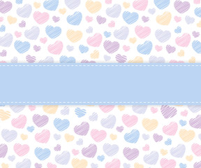 St. Valentine's day background in pastel colors. Vector illustration with hatching hearts. Good for greeting cards, banners, stickers and posters.
