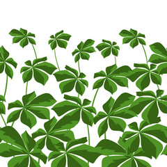 Seamless pattern with tropical leaves.