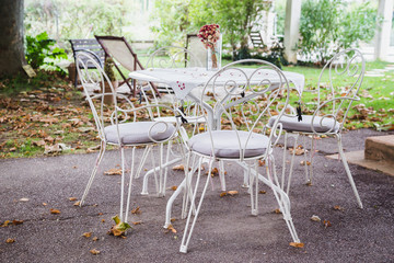 French table and chairs in rural Provence