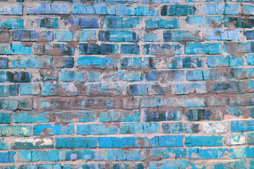 Abstraktnoe photo with a wall of blue brick as an unusual background