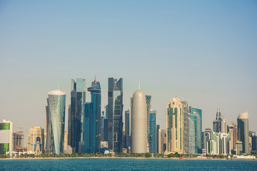 Fototapeta na wymiar The skyline of the modern and high-rising city of Doha