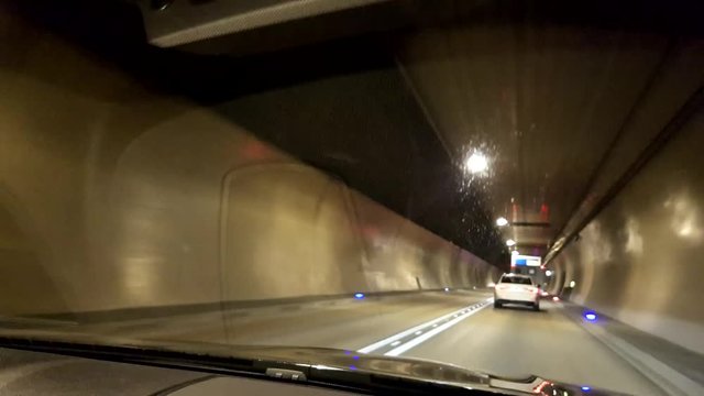 Driving on the autobahn Through the tunnel