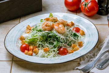 salad caesar with shrimps