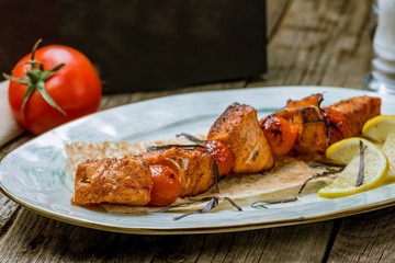 salmon fillet cooked on the grill