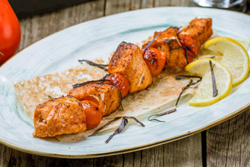 salmon fillet cooked on the grill