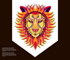 Fototapeta premium Vector color illustration of lion head - Vector 