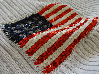 Clothing with a pattern of the USA flag embroidered with sequins