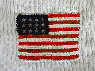 Clothing with a pattern of the USA flag embroidered with sequins