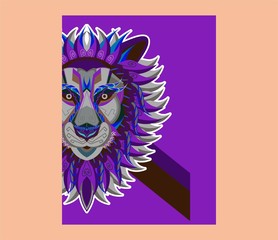 Vector color illustration of lion head - Vector 