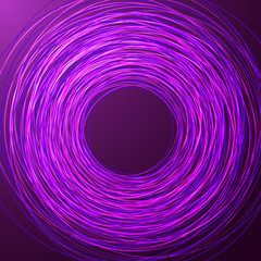 Many neon lines in the shape of a circle. Abstract background for your design. Vector illustration.