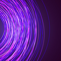 Many neon lines in the shape of a circle. Abstract background for your design. Vector illustration.