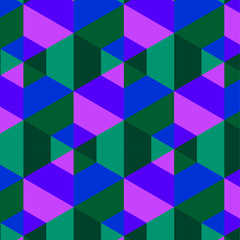 Bright geometric seamless repeating hexagon shapes pattern. Modern stylish texture. Repeating geometric tiles. Linear monochrome cubes with volume effect. Vector graphics.