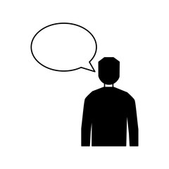 man speech bubble talk white background