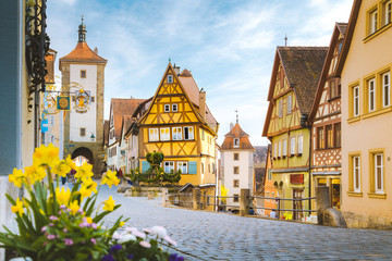 Medieval town of Rothenburg ob der Tauber in summer, Bavaria, Germany