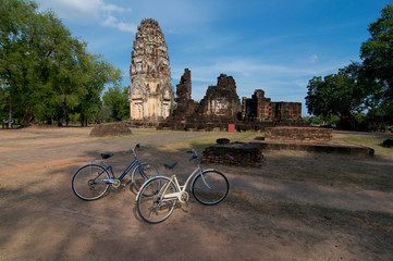 Bicycles at the Wat Phrapai Luang in Sukhothai Historical Park