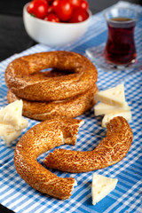 Turkish bagel (simit, gevrek) and tea 