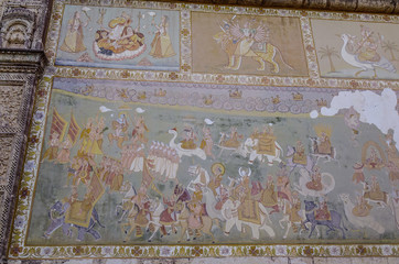Wall paintings of ancient temple