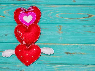love hearts on a blue background