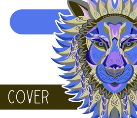 Lion head in the ornament - Vector 