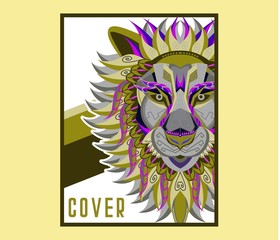 Lion head in the ornament - Vector 