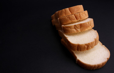 Bread and black background.