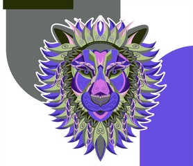 Lion head in the ornament - Vector 