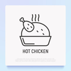Hot chicken thin line icon. Modern vector illustration.