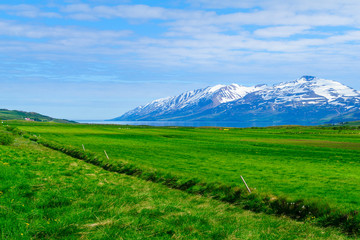Fototapeta na wymiar Landscape and countryside along the Eyjafjordur