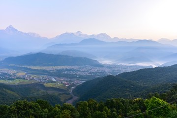 Himalayas Mountain Range View During Sunrise from Sarangkot Hill