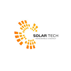 Sun solar energy logo design template. solar tech logo design