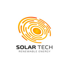 Sun solar energy logo design template. solar tech logo design