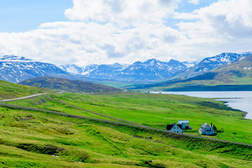 Countryside and the Miklavatn Lake