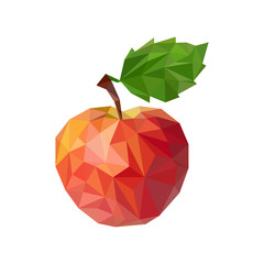 Red apple in low poly triangular style vector