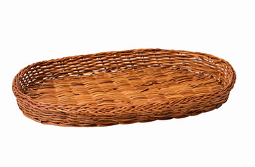 Wicker brown basket isolated on white background