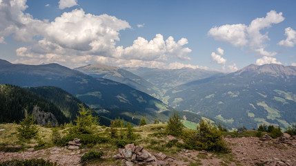 Fototapeta premium Sarntal Valley - Sarentino Valley - landscape in South Tyrol, northern Italy, Europe. Summer landscape whit blue sky and clouds