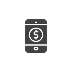 Mobile banking app vector icon. filled flat sign for mobile concept and web design. Tablet with dollar screen simple solid icon. Symbol, logo illustration. Pixel perfect vector graphics